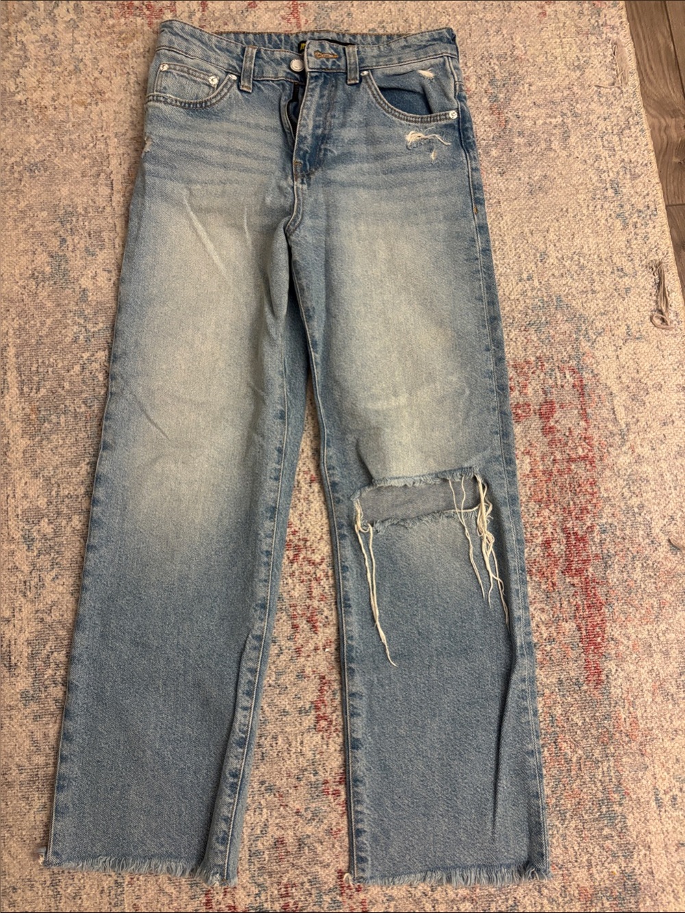 Mavi Light Blue Distressed Straight-Leg Jeans